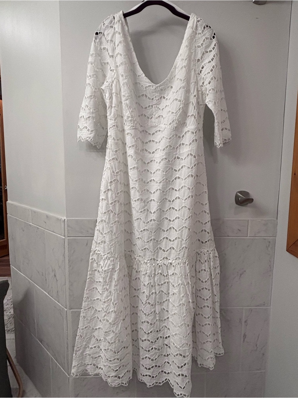 Gretchen Scott Designs White Lace Maxi Dress